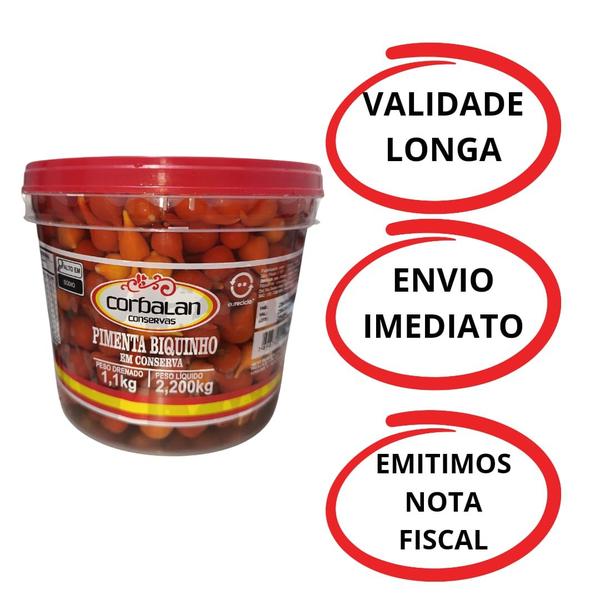 Imagem de 2 Balde Pimenta Biquinho Conserva 2kg Líquido Validade Longa