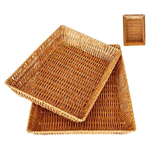 Imagem de 2 Bandejas Decoração retangular rattan cozinha bancada café banheiro lavabo armários quarto frutas