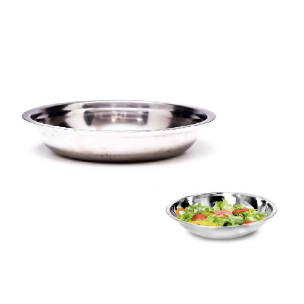 2 Bandejas em Aço Inox Saladeira Redonda 25cm Para Servir - Chinatown Imagem de 2 Bandejas em Aço Inox Saladeira Redonda 25cm Para Servir