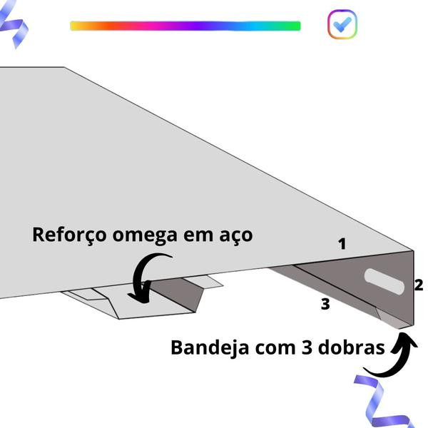 Imagem de 2 Bandejas P/prateleira em aço cinza  39x92Cm Suporta até 30kg