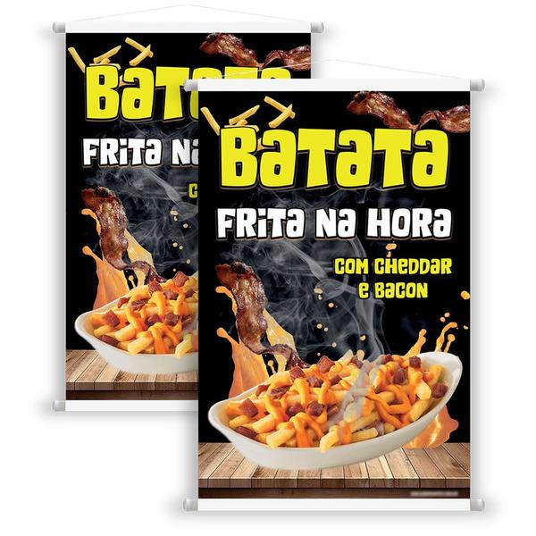 Imagem de 2 Banners Batata Com Bacon Impressão Em Lona