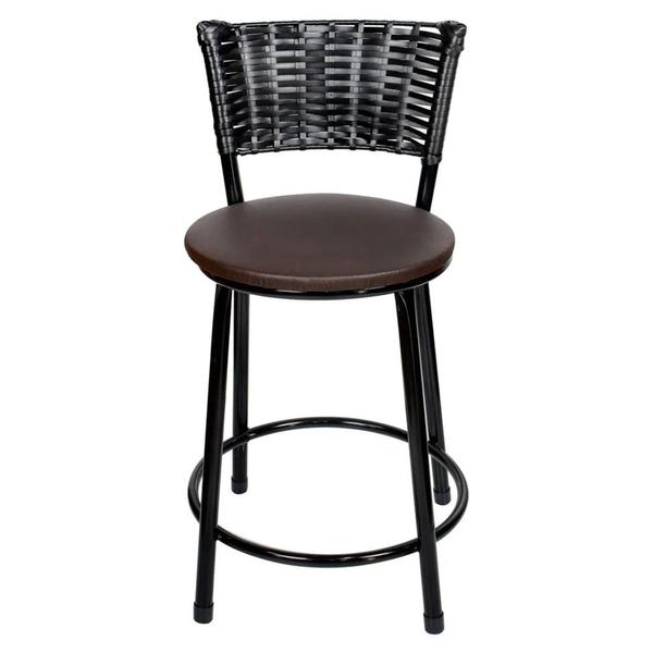 2 Banquetas Baixa para Cozinha Ratan Hawai Preto - Laumar Imagem de 2 Banquetas Baixa para Cozinha Ratan Hawai Preto