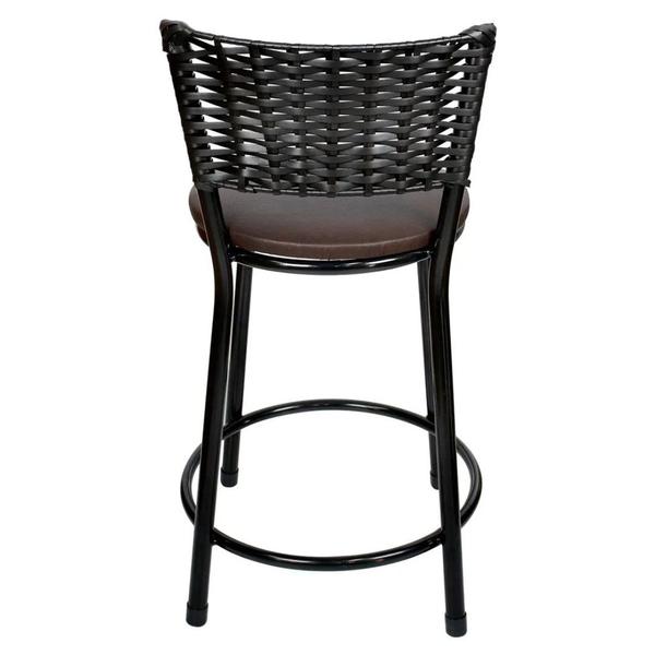 2 Banquetas Baixa para Cozinha Ratan Hawai Preto - Laumar Imagem de 2 Banquetas Baixa para Cozinha Ratan Hawai Preto