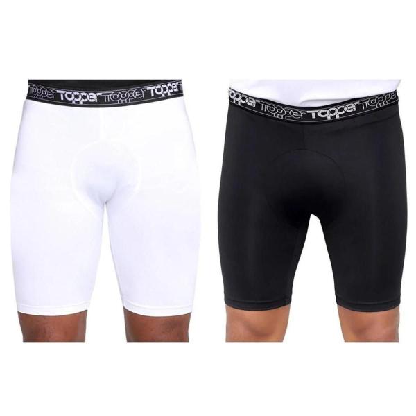 Imagem de  2 Bermudas  Shorts Térmica Topper Compressão Sem Costura Branco + Preto