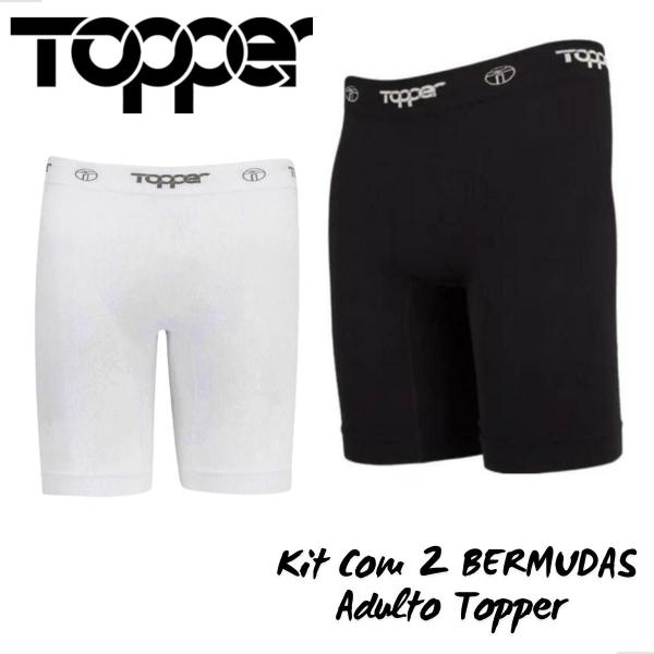 Imagem de  2 Bermudas  Shorts Térmica Topper Compressão Sem Costura Branco + Preto