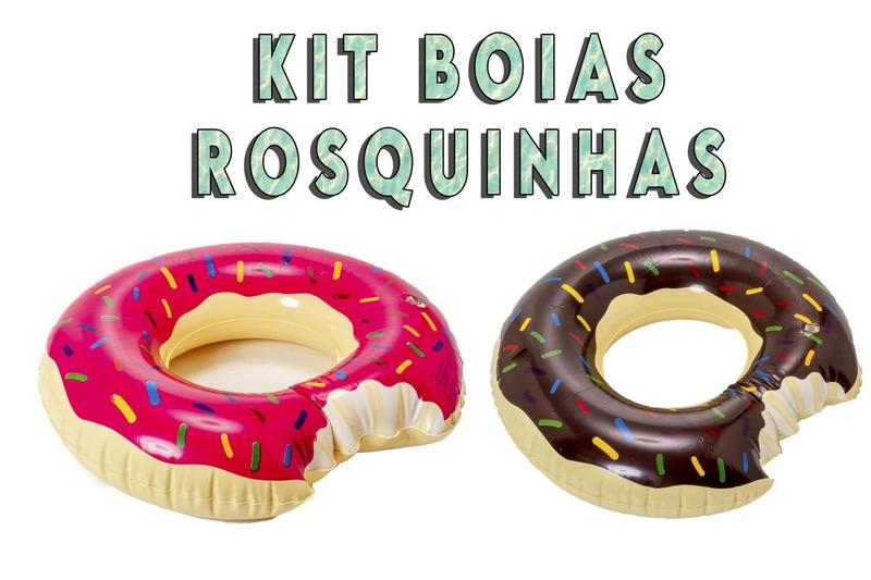 2 Boias de Donuts Coloridas Rosa e Marrom - Elite Imagem de 2 Boias de Donuts Coloridas Rosa e Marrom