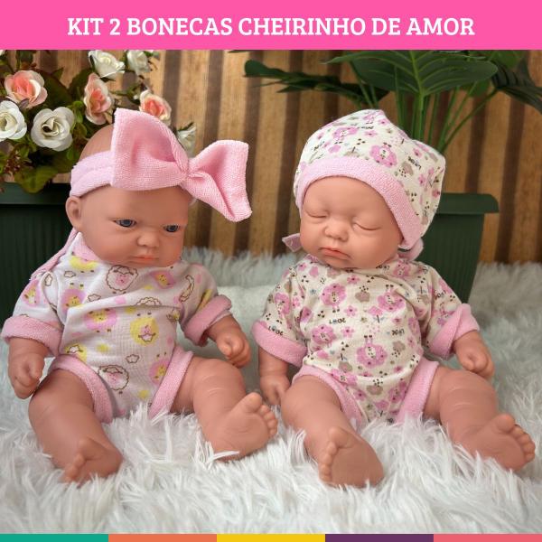 Imagem de 2 Bonecas Reborn 23cm Cheirinho De Amor Milk Brinquedos