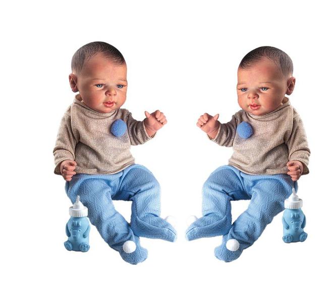 2 Bonecas Reborn Meninos Irmãos Faz De Conta Divertidos - Milk Brinquedos Imagem de 2 Bonecas Reborn Meninos Irmãos Faz De Conta Divertidos