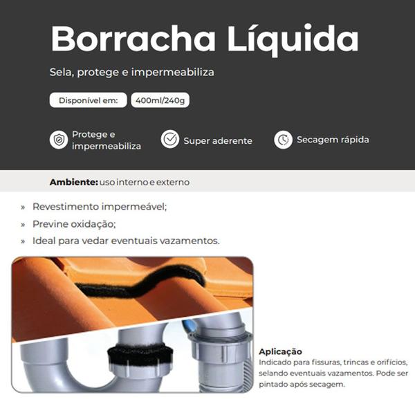 Imagem de 2 Borracha Líquida Spray Protege Impermeabiliza 400ml Cores