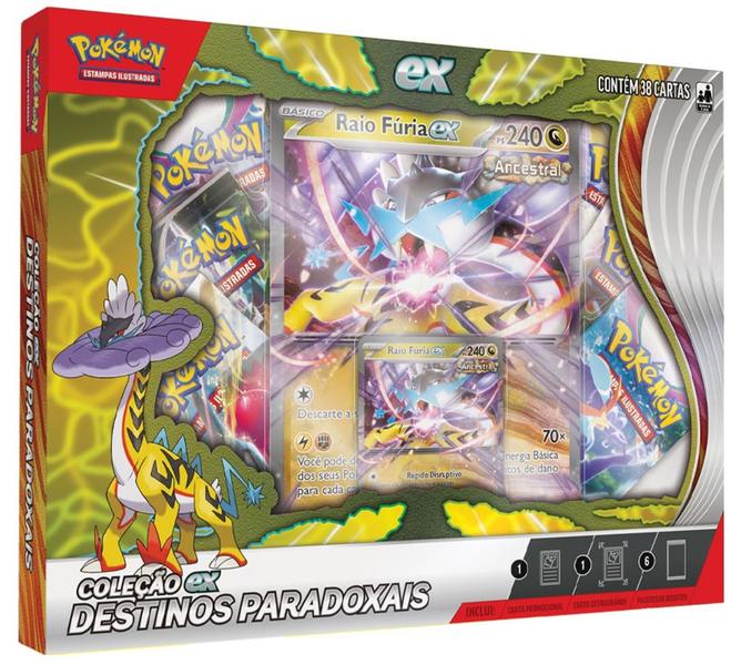 2 Box Pokémon Coleção Destinos Paradoxais Raio Fúria EX e Chifres Férreos EX Copag - 7896192346810 Imagem de 2 Box Pokémon Coleção Destinos Paradoxais Raio Fúria EX e Chifres Férreos EX Copag - 7896192346810
