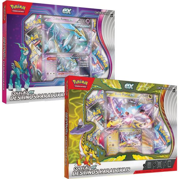 2 Box Pokémon Coleção Destinos Paradoxais Raio Fúria EX e Chifres Férreos EX Copag - 7896192346810 Imagem de 2 Box Pokémon Coleção Destinos Paradoxais Raio Fúria EX e Chifres Férreos EX Copag - 7896192346810