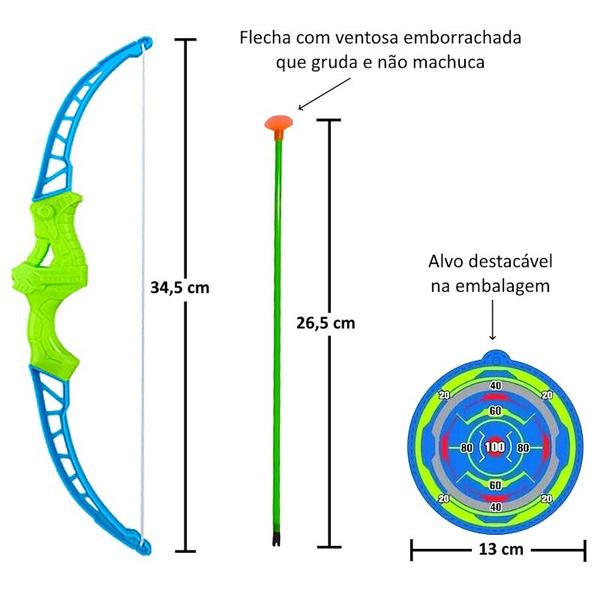 Imagem de 2 Brinquedo Infantil Arco e 6 Flecha 34cm Cavaleiro Medieval