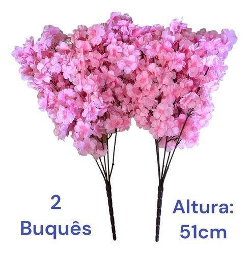 Imagem de 2 Buques Flor Cerejeira Artificial 5 Galhos Grande Decoração