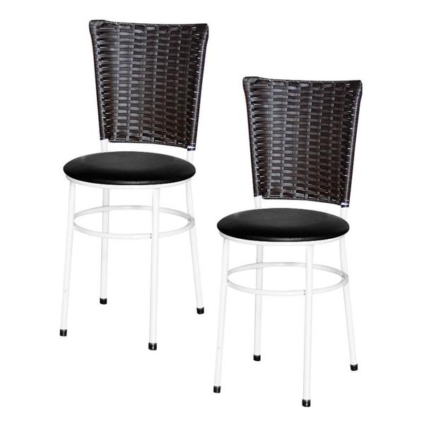 2 Cadeiras para Mesa Branca Hawai Marrom - Laumar Imagem de 2 Cadeiras para Mesa Branca Hawai Marrom