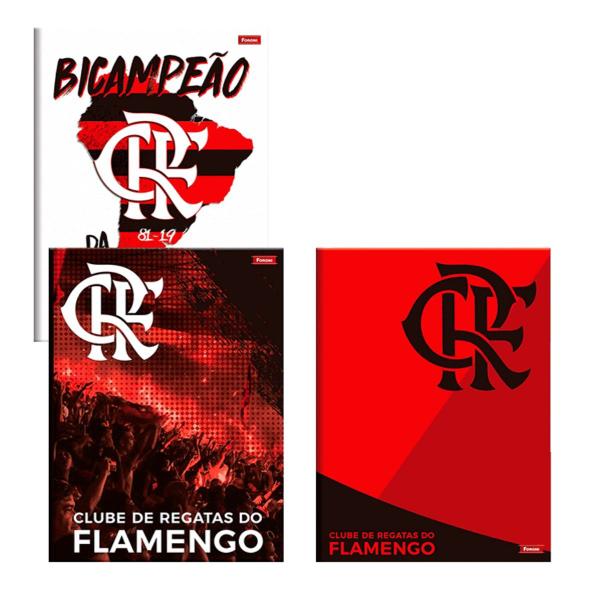 Imagem de 2 Caderno Anotações Escolar Brochura 96 Fls Pequeno Flamengo