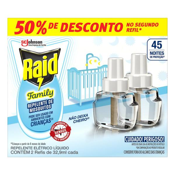 Imagem de 2 Caixa 4 Refil Repelente de Mosquitos Raid Family 32,9ml