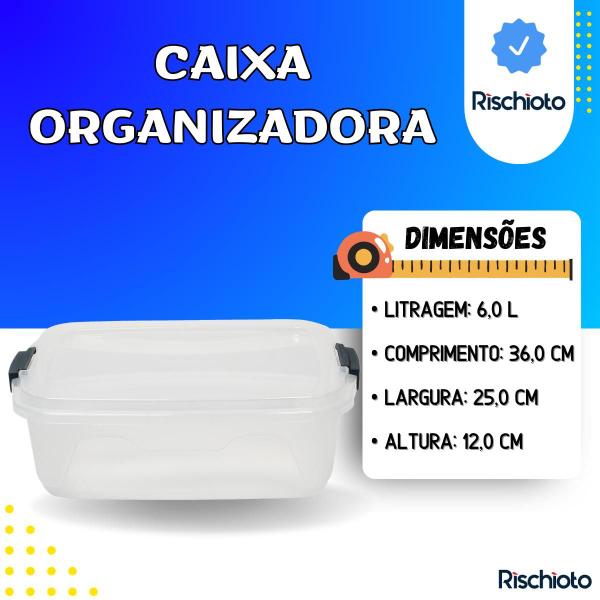 Imagem de 2 Caixa Organizador Plástico 6l Com tampa e trava Multiuso