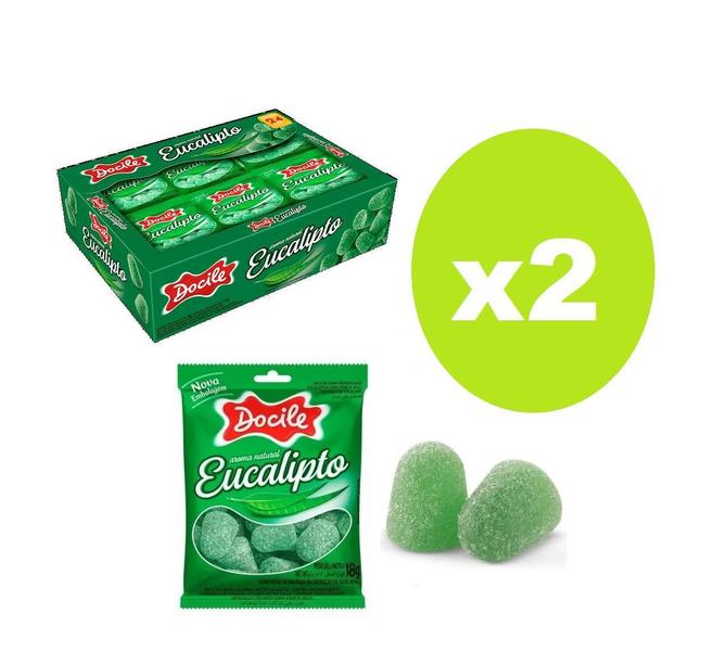 2 Caixas Bala De Goma Mini Sino Eucalipto 24X18G - Docile Imagem de 2 Caixas Bala De Goma Mini Sino Eucalipto 24X18G - Docile
