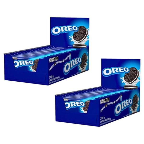 Imagem de 2 Caixas Biscoito Oreo Chocolate Baunilha 16un de 18g Cada