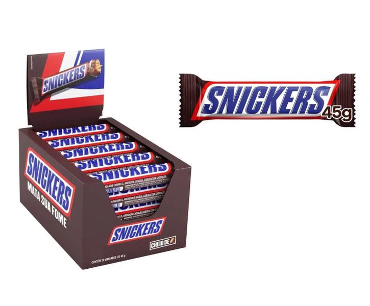 Imagem de 2 Caixas Chocolate Snickers Barra Recheada Com 20Un 45G