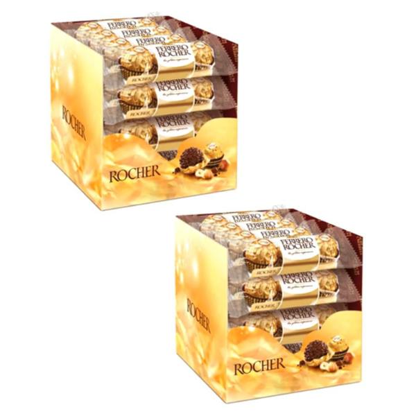 2 Caixas De Bombom Chocolate Ferrero Rocher - 2cxs Imagem de 2 Caixas De Bombom Chocolate Ferrero Rocher - 2cxs