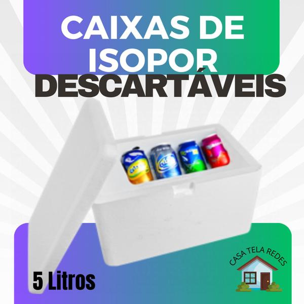 Imagem de 2 Caixas de Isopor EPS 5 litros para Gelo, refrigerante, latas, sorvetes e medicamentos.