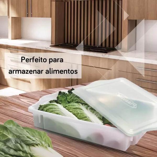 Imagem de 2 Caixas Organizadoras de Cozinha com Tampas 10L Cestos Plásticos Empilháveis para Alimentos