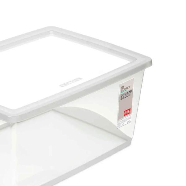 2 Caixas Organizadoras Plástica 60L Tampa My Closet Ordene Transparente Empilháveis Imagem de 2 Caixas Organizadoras Plástica 60L Tampa My Closet Ordene Transparente Empilháveis
