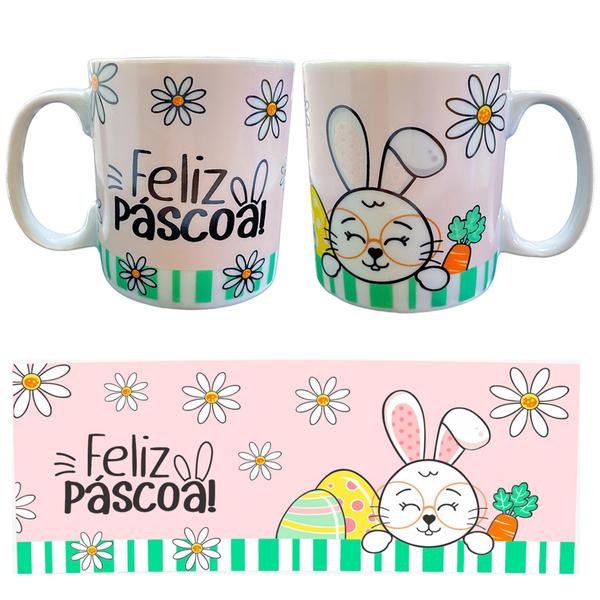 Imagem de 2 Caneca coelho chocolate 310 Ml Café Chá Xicará para cesta de Feliz pascoa