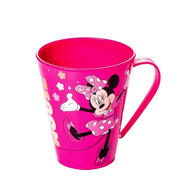 Imagem de 2 Canecas Minnie Rosa com Alça Infantil Plasútil para Meninas 360ml