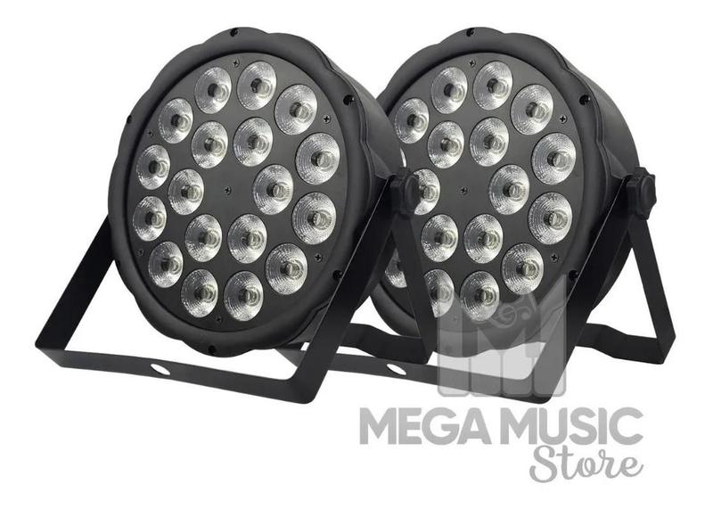 Imagem de 2 Canhão Refletor Par Led Slim 18 Leds 12w Rgbw Dmx Quadrileds