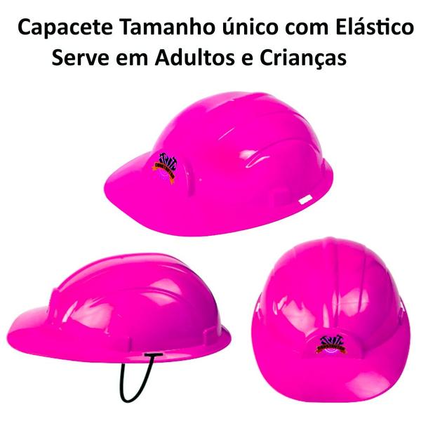 Imagem de 2 Capacete Operária Infantil Construção Civil Brinquedo Rosa