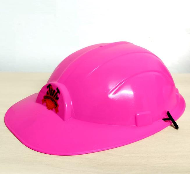 Imagem de 2 Capacete Operária Infantil Construção Civil Brinquedo Rosa