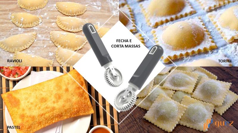 2 Carretilhas para Fechar e Cortar Massas de Pastel Tortei Risolis Raviolis - AND Imagem de 2 Carretilhas para Fechar e Cortar Massas de Pastel Tortei Risolis Raviolis