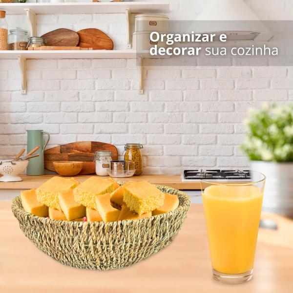 Imagem de 2 Cestos Organizador Ecológico Fibra Natural centro mesa pães frutas vela plantas toalha cosméticos