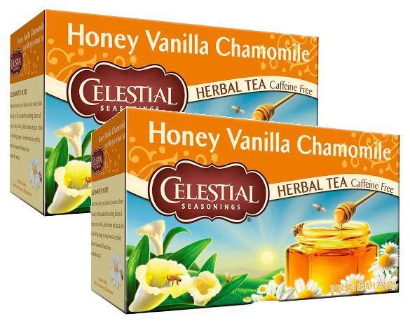 Imagem de 2 chá honey vanilla chamomile celestial seasonings 20 sachês