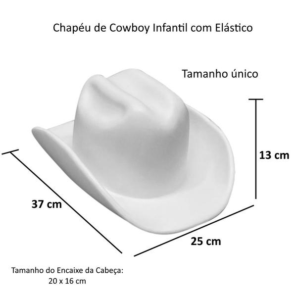 Imagem de 2 Chapéus Festa Junina e Cowboy com Elástico Infantil Branco