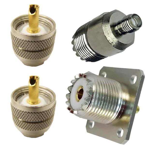 2 Conector Mini Uhf + Conector Base Quadrada Rg58 + Adaptador Sma Femea Uhf Femea - USIVALE Imagem de 2 Conector Mini Uhf + Conector Base Quadrada Rg58 + Adaptador Sma Femea Uhf Femea