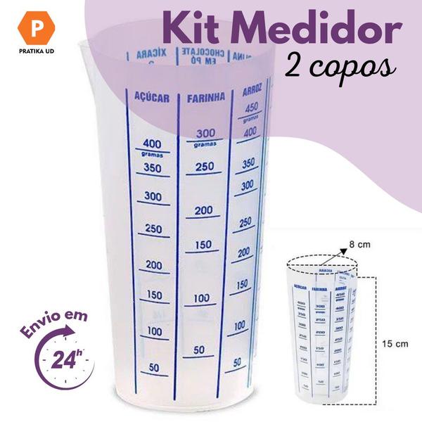 Imagem de 2 Copo Medidor Graduado P Receitas 500ml/Gramas Transparente