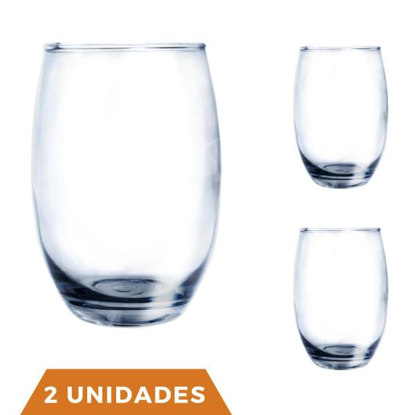 Imagem de 2 Copos Alto Redondo Vidro Aruba 465ml Suco Drink Nadir