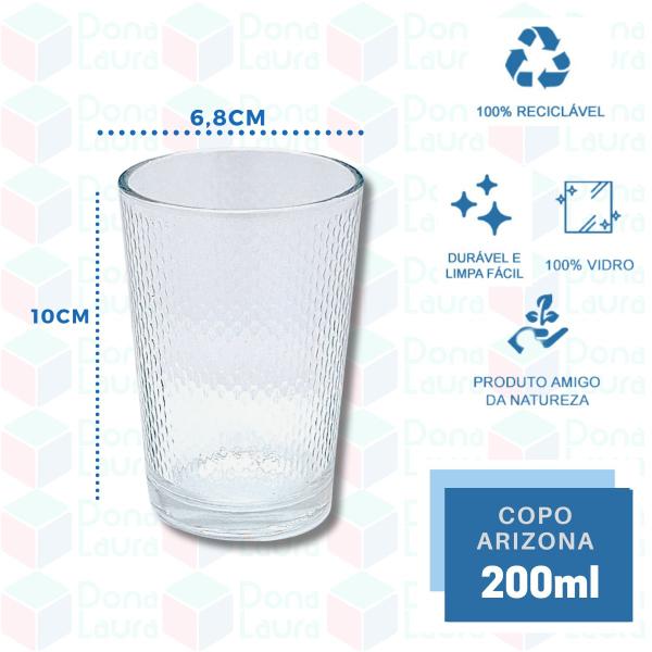 Imagem de 2 Copos de Vidro de água e Suco 200ML Alta Resistência