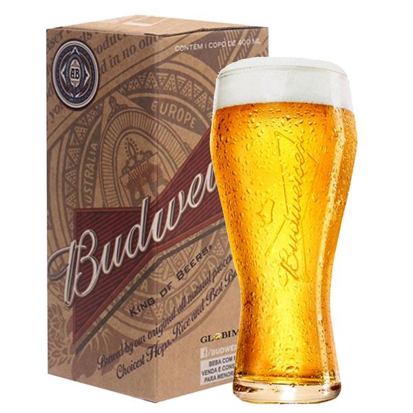 Imagem de 2 Copos Para Chopp e Cerveja Budweiser em Alto Relevo - 400ml - Ambev Oficial