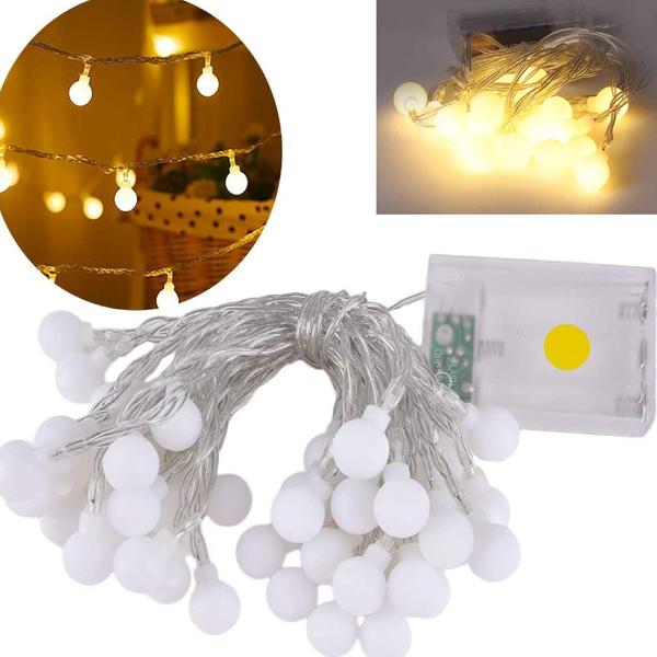 Imagem de 2 Cordão Luminoso Fio LED 20 Bolas Luz Decoração 3m a Pilhas