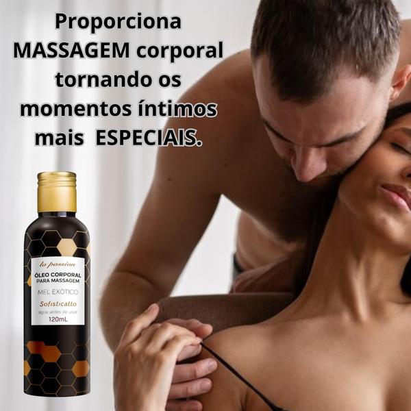 Imagem de 2 Desodorante Spray Íntimo Morango + Óleo Beijável Mel Exótico Massagem Hidratante