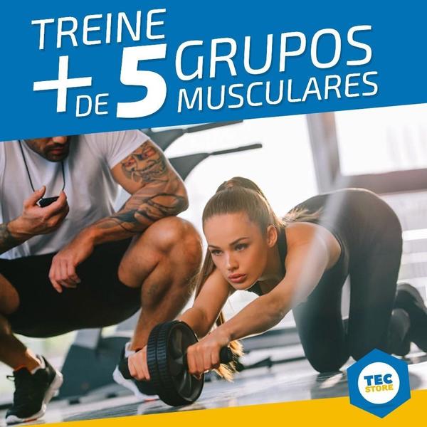 Imagem de 2 Elásticos para Exercicios + Roda Abdominal Corpo Fit Academia