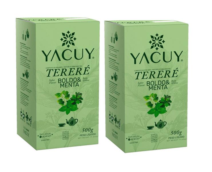 Imagem de 2 Erva Mate Tereré YACUY BOLDO E MENTA 500G