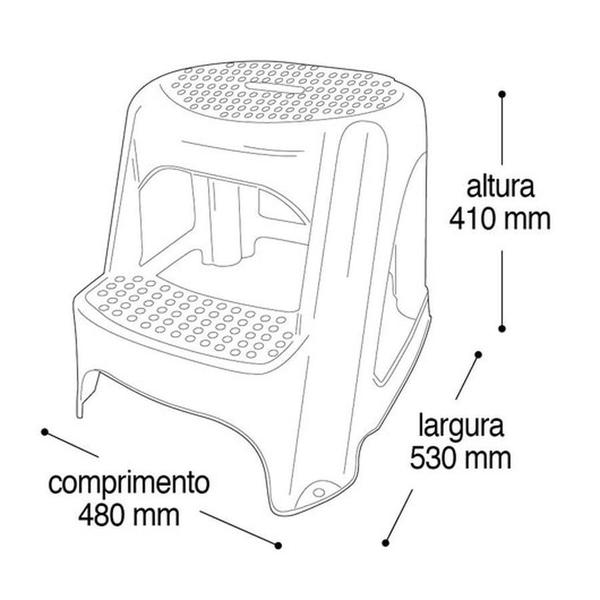 Imagem de 2 Escada Banqueta Multiuso Plástico 2 Degraus Preta Arqplast