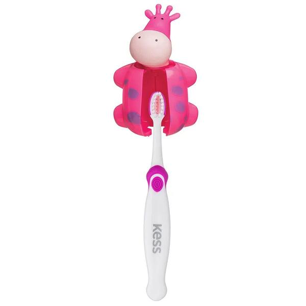 2 Escovas Dentais Rosa Infantil Steps c/ Capa Protetora Kess Imagem de 2 Escovas Dentais Rosa Infantil Steps c/ Capa Protetora Kess