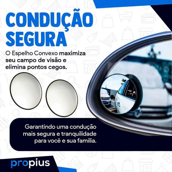 Imagem de 2 Espelhos Convexo Auxiliar Universal Ponto Cego Imagem Garagem Redondo Segurança Trânsito 50mm Lente Caminhão