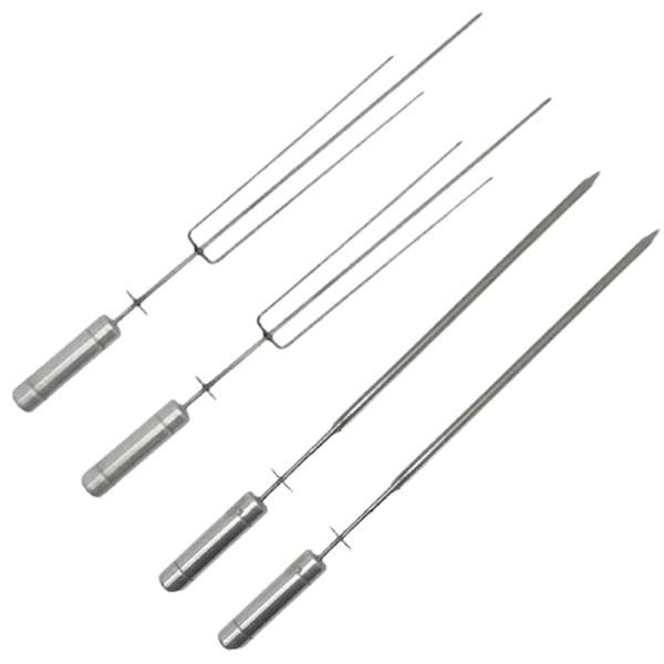 Imagem de 2 Espetos Tridentes Inox + 2 Espetos Picanha para KIt Giratório Brasa Grill